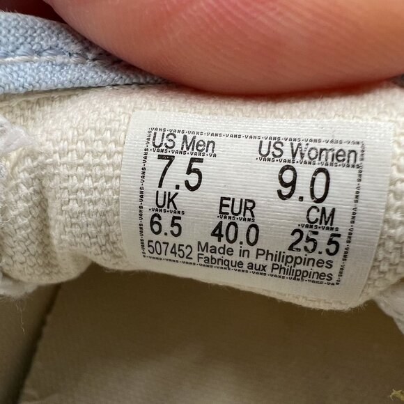 Vans Sky Blue White Checkerboard Classic Skater Slip-On Shoes Mens 7.5  Womens 9 - Picture 7 of 9